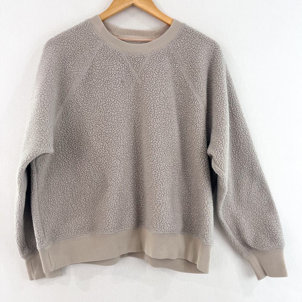 Everlane Renew Fleece Raglan Sweater XL Crewneck Sweatshirt Gray Casual - Picture 2 of 7